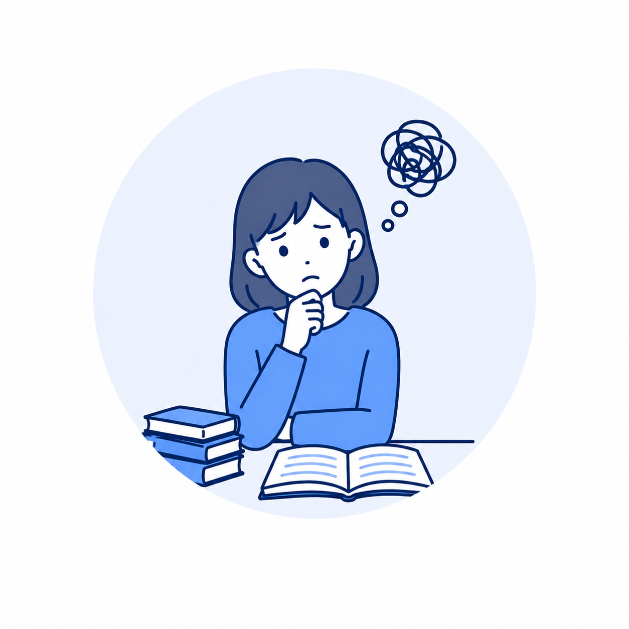 苦手科目の勉強に悩む学生